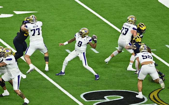 The Las Vegas Raiders could use the 13th overall pick on quarterback Michael Penix.